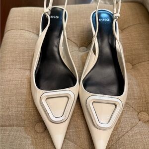 Mango Women's Cream Pointed Slingback Heels